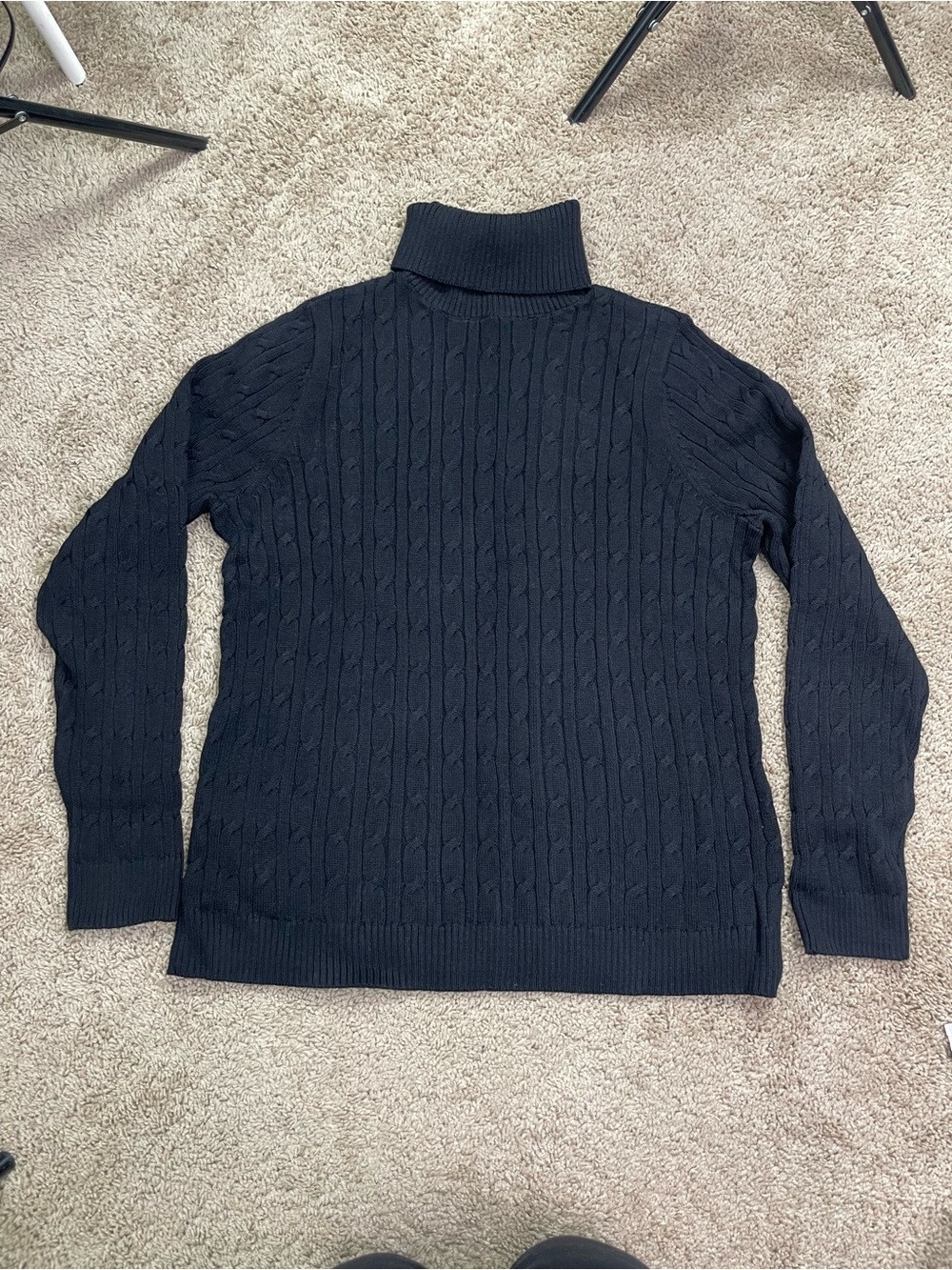 Charter‎ Club Black Cable-Knit Turtleneck Sweater